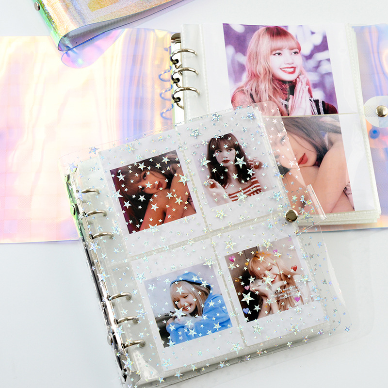 Wholesale supply of stars sparkling large capacity 6 hole loose-leaf insert photo album 3 inch photo album Star chasing supplies