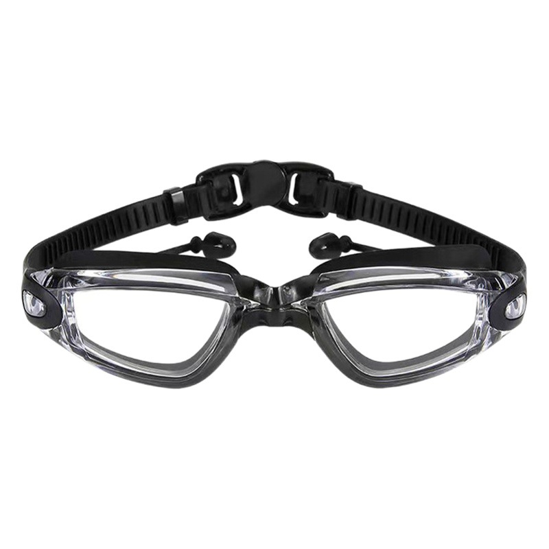 Swimming goggles men and women HD anti-fog waterproof flat plating large frame fashion swimming eye protection glasses with earplug equipment