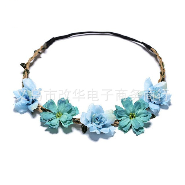 Picture of Forest Bohemian Bride Bridesmaid Headdress Garland Headband Hair Accessories Wrist Flower Travel Seaside Vacation Photo