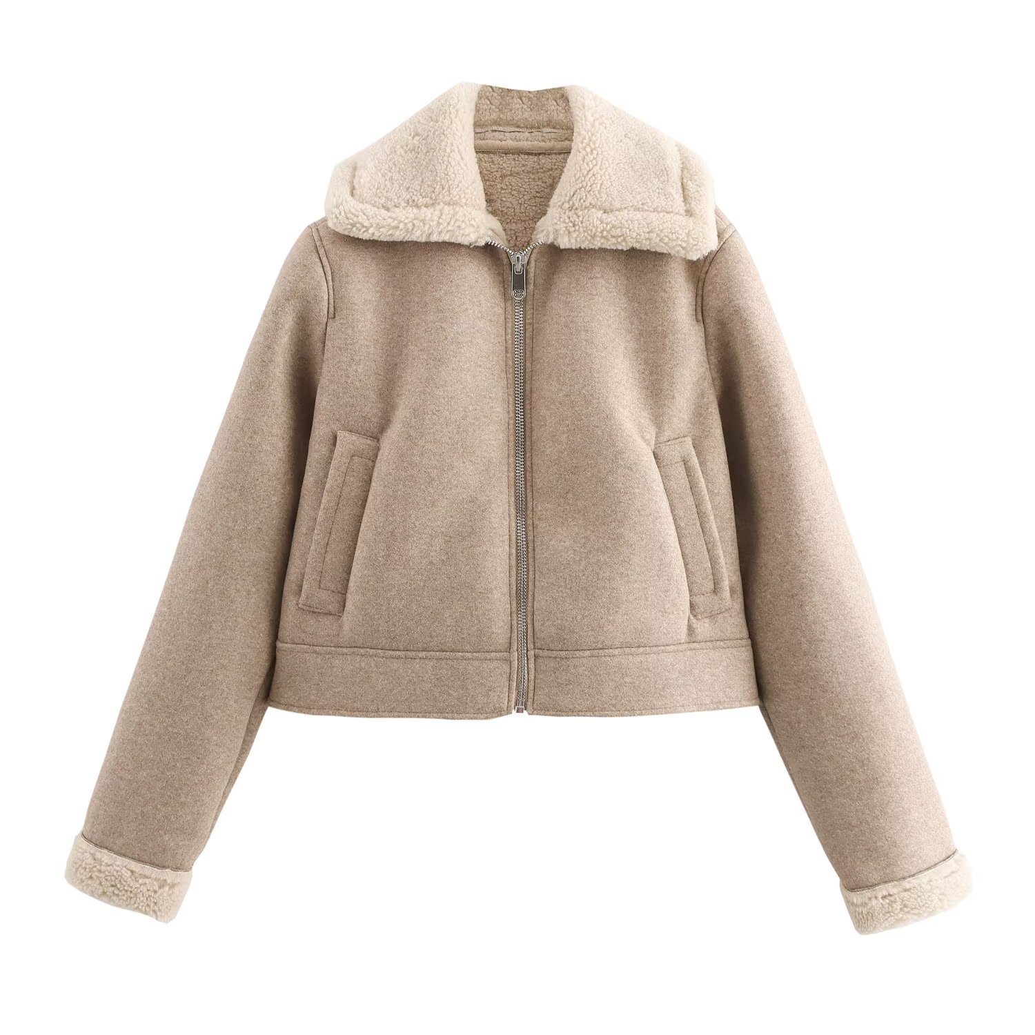 Amazon cross-border foreign trade European and American women's 2024 autumn and winter new street fashion woolen double-sided jacket coat