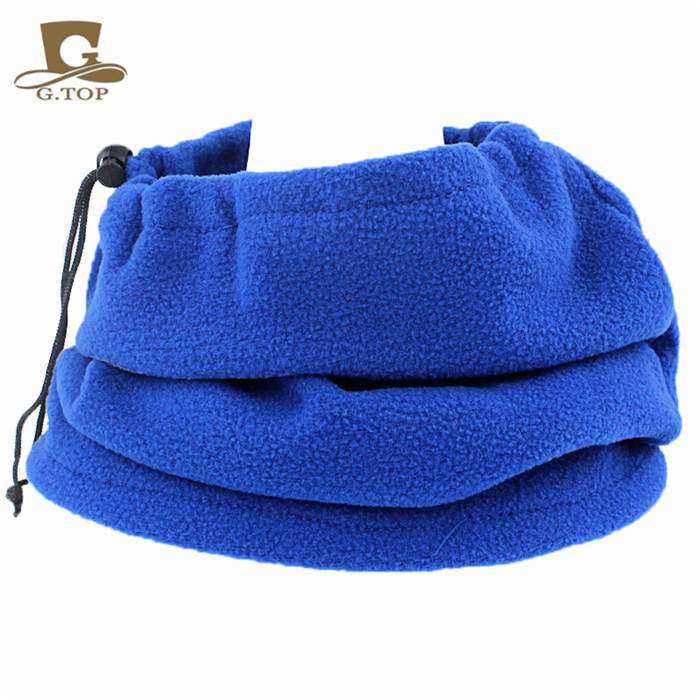 Picture of Winter men's and women's outdoor sports fleece scarf riding mask multi-functional drawstring polar fleece collar pullover cap