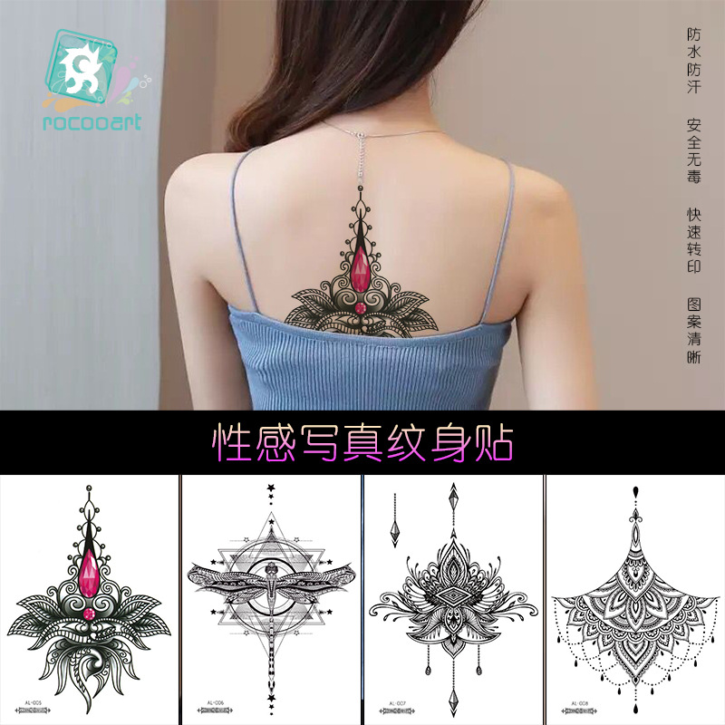 Picture of Cross-border New Waterproof Chest Tattoo Sticker Original Big Figure Sexy Flower Arm Tattoo Sticker Disposable Tattoo Sticker