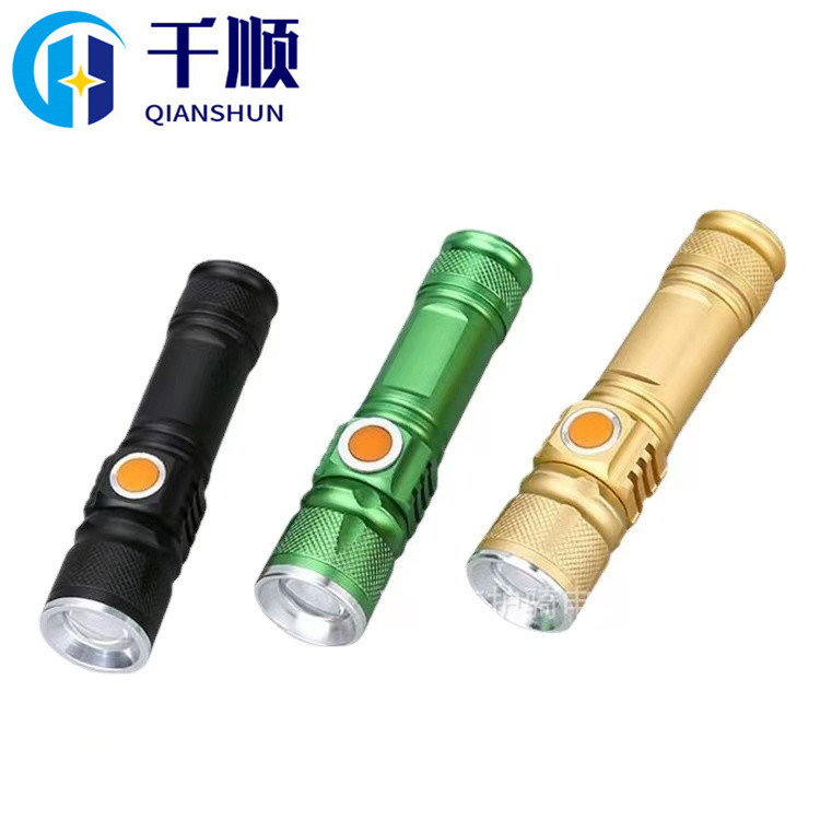 Outdoor LED strong light lighting mini flashlight night riding bicycle light USB charging T6 waterproof commemorative gift