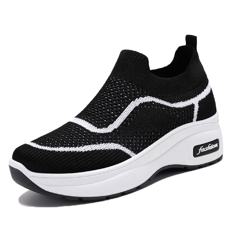Picture of Women's Shoes, New Autumn Style, Thick-Soled Casual Shoes, Soft-Soled Comfortable Height-Increasing Shoes, Versatile Single Shoes, Fly-Knit Breathable Mesh Shoes