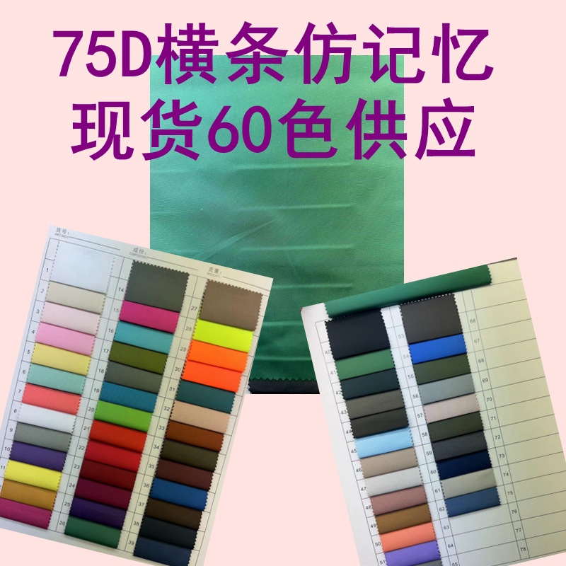 in stock supply 75D horizontal strip imitation memory waterproof windbreaker down jacket cotton-padded jacket outdoor clothing memory coated fabric