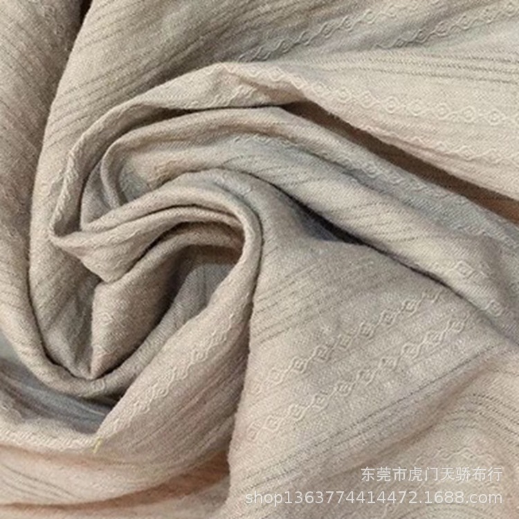 Spring and summer new woven cotton salad jacquard strip 87g thin sand wash salad jacquard shirt dress fabric