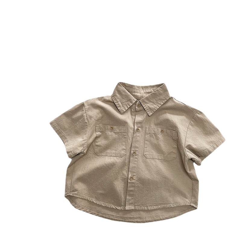Copy good build ~ spring and summer new children's half sleeve shirt boys and girls Japanese Korean simple short sleeve coat tide children's clothing