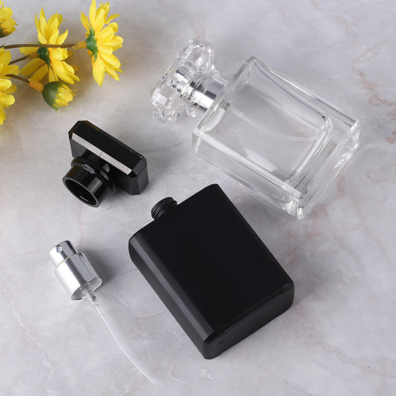 Picture of 30ml50ml flat square bottle glass perfume bottle liquid spray perfume bottle glass cosmetic empty bottle