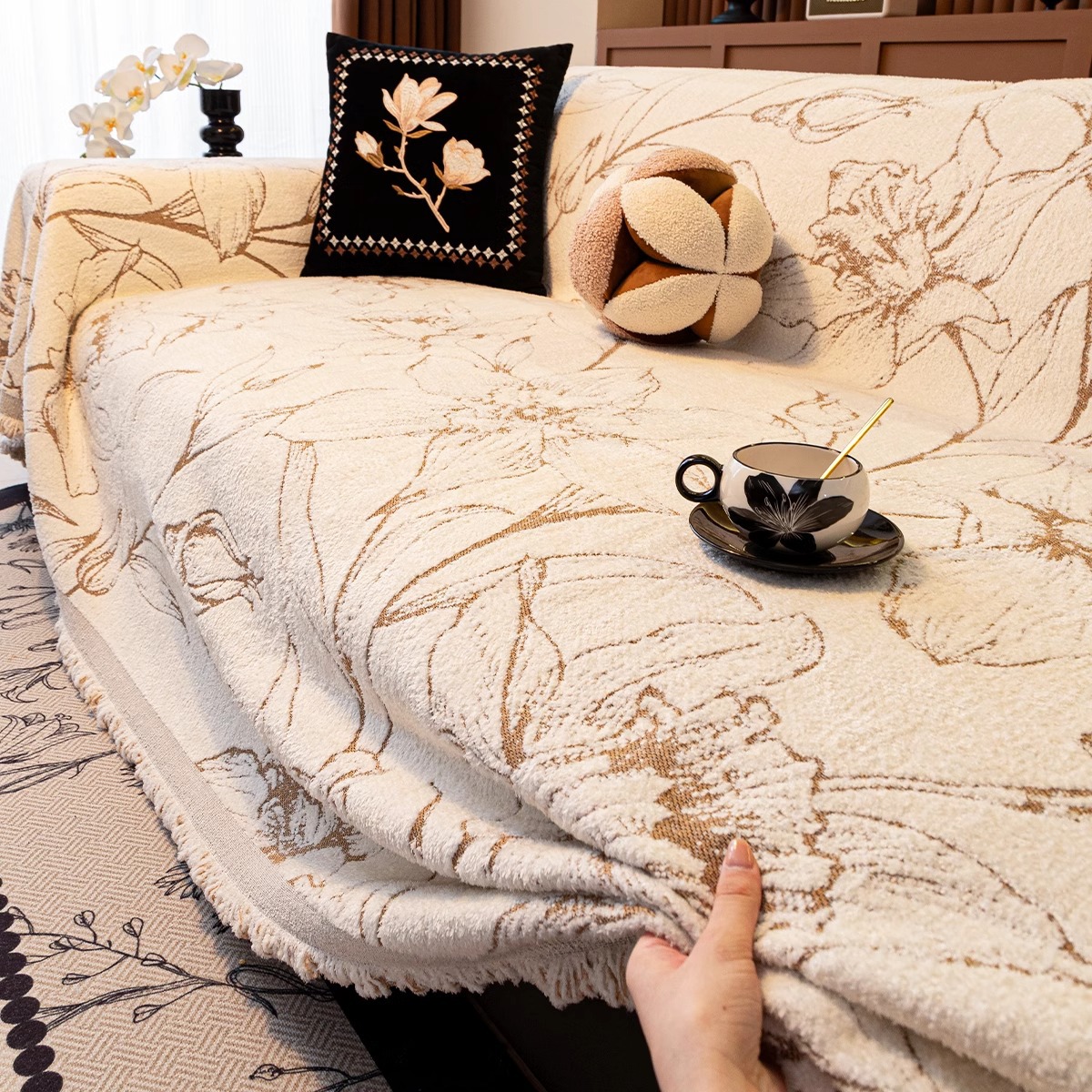 Mao Mao Yarn Sofa Cover Cloth Autumn and Winter Sofa Cushion New Style Sofa Towel One Whole All-inclusive Sofa Cover Sofa Blanket