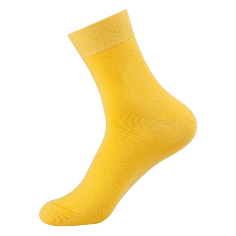 Yellow Mid-Calf Socks Men's All-Season Yellow Socks Wedding Pure Color Men's Socks Autumn and Winter Gold Socks Animal Year Groom's Socks