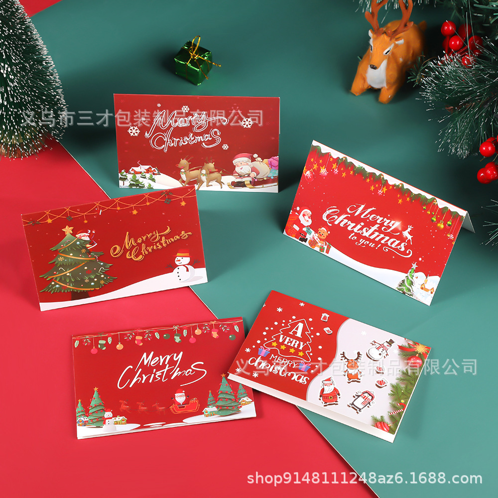Picture of Cross-Border Amazon Christmas Greeting Card Christmas Eve Handwritten Blessing Card Flower Gift New Year Gift Card Manufacturer