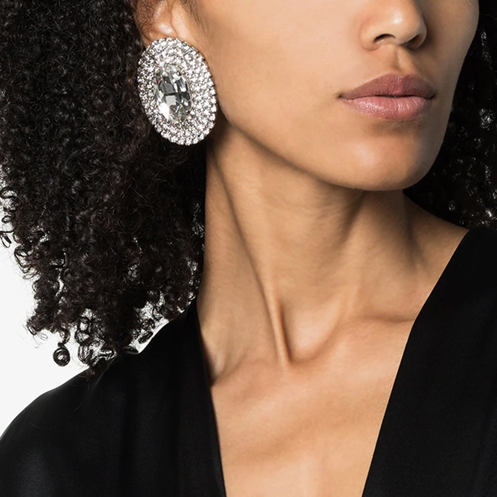 European and American cross-border Fashion multi-layer round Earrings simple temperament oval diamond Earrings women's accessories Earrings
