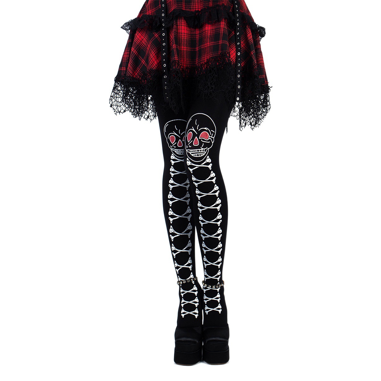 Cross-border European and American stockings women's Halloween thin skull printed Party Black sexy bottoming pantyhose