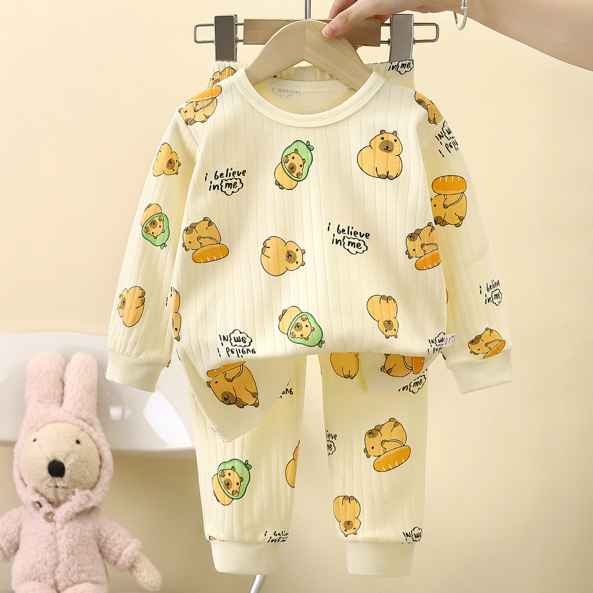 Picture of Children's Pure Cotton Underwear Set, New Autumn Style, Boys' Autumn Clothes and Pants, Baby Pajamas, Girls' Loungewear, Children's Clothing