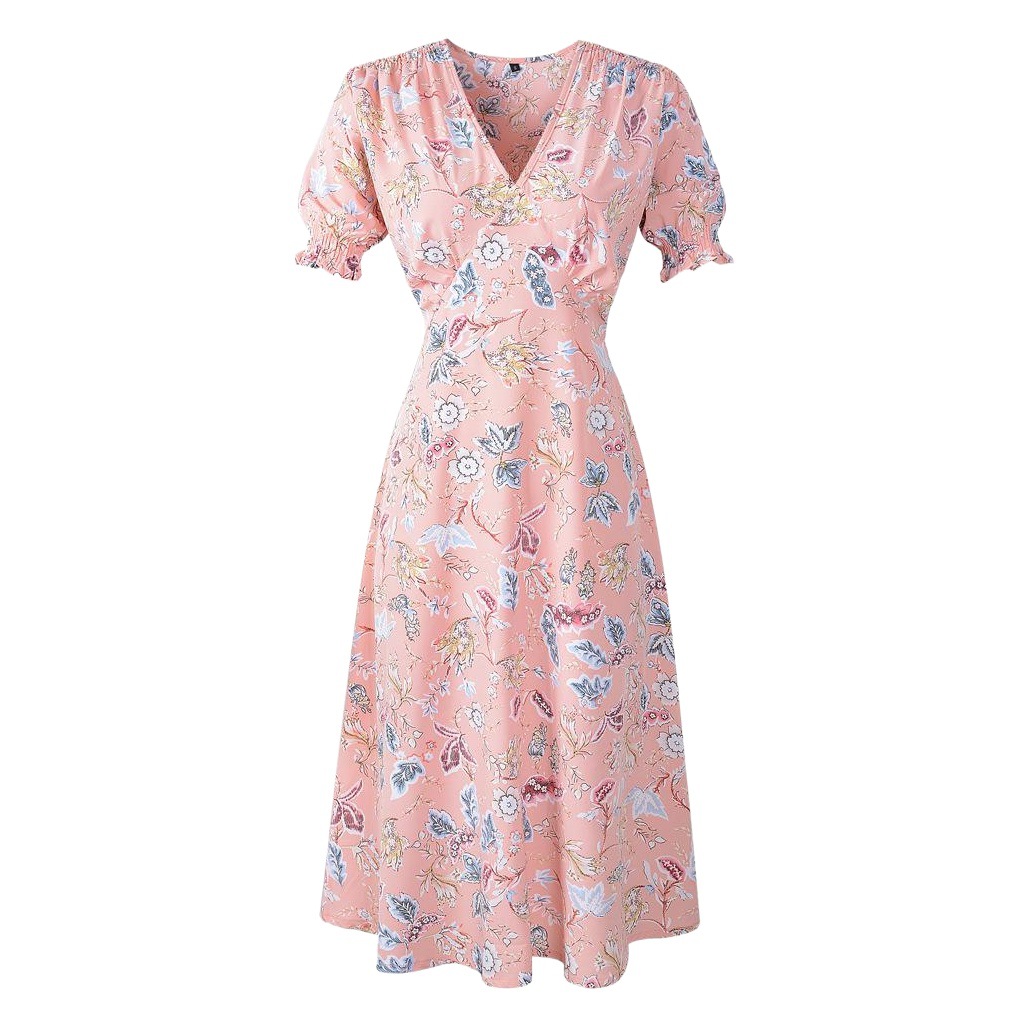 Swintager Cross-Border Amazon 2022 Summer New Bohemian V-Neck Printed dress Beach Dress