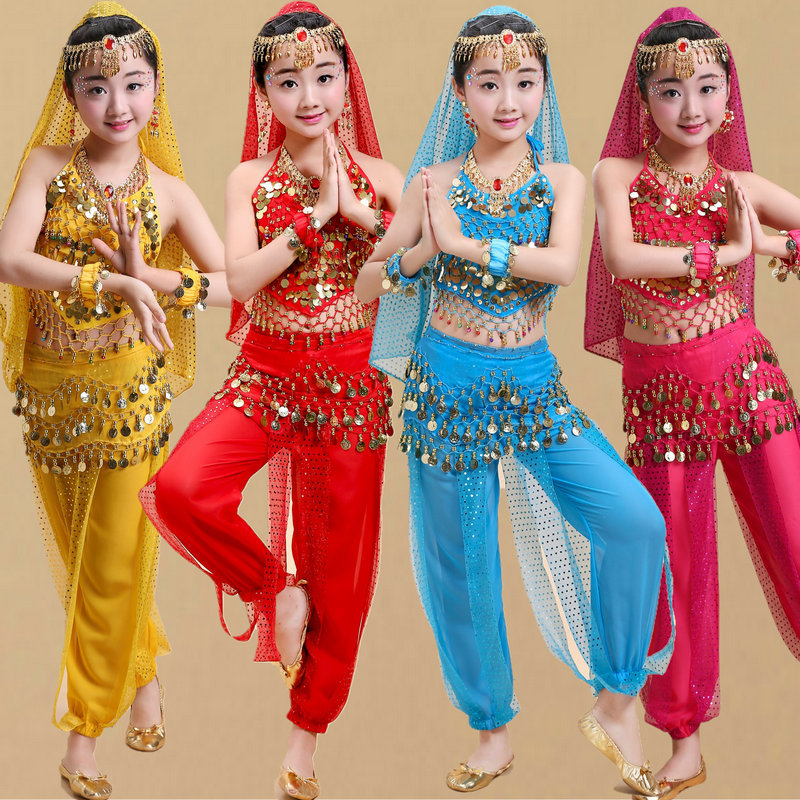 Children's Dance Clothing Indian Dance Performance Clothing Ethnic Xinjiang Dance Children Belly Dance Highlights Pants Practice Performance suit