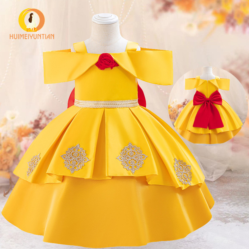 Wholesale Bell Princess Baby Puff Dress Children's Dress Beauty and Beast Girls Baby Princess Dress