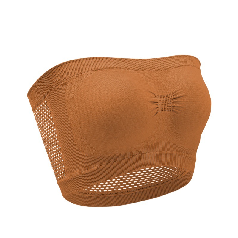 Picture of Foreign Trade Strapless Strap Mesh Underwear Top Outer Wear Anti-running Light Inner Wear Hollow One-line Tube Top Women Amazon