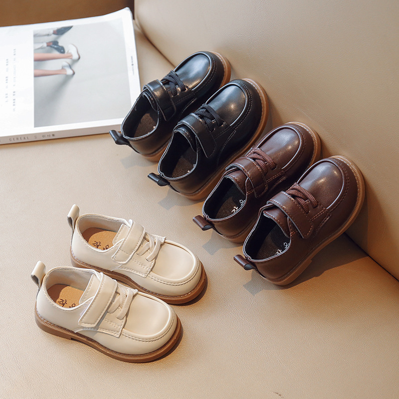 Spring & Autumn 2025 New Trendy Soft Sole Suit Performance Black Children's Women's Shoes Boys' Little Leather Shoes British Style