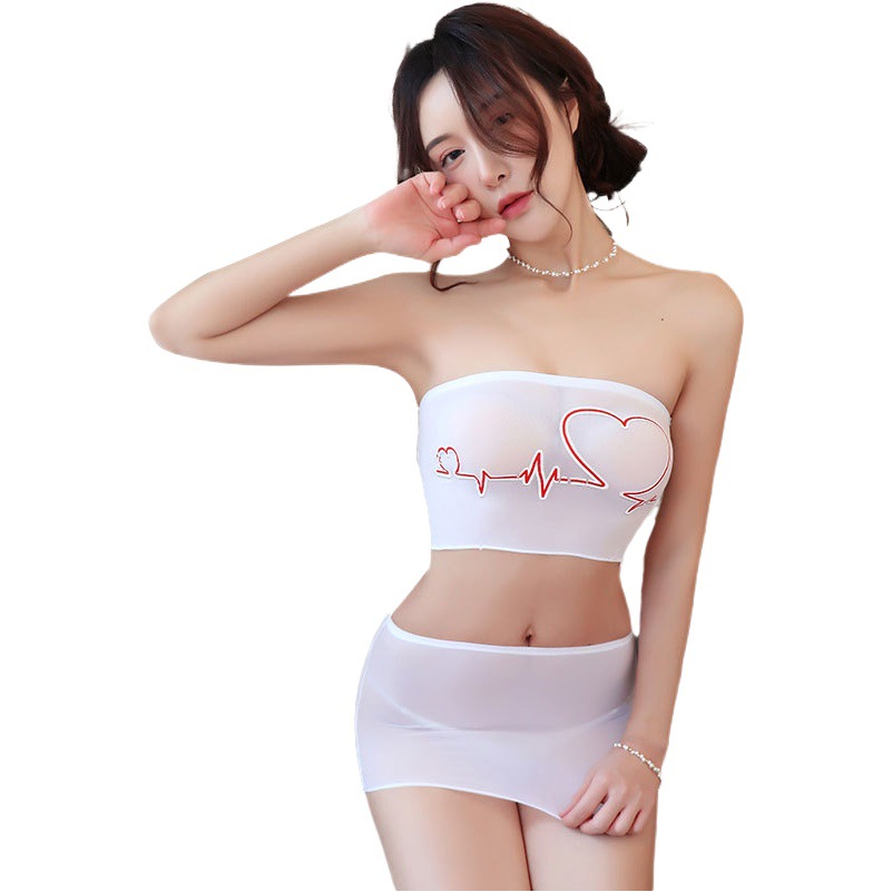 Long Night Sex Lingerie Temptation Large Size Sexy Lingerie Uniform Temptation Chest Wrap Silk Stockings Jumpsuit Women's 8892