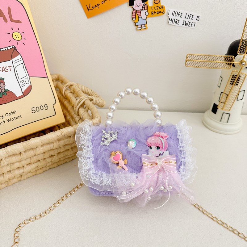 Picture of Korean Style Princess Handbag Fashion Bow Children Shoulder Bag Stylish Cute Girl Small Square Bag