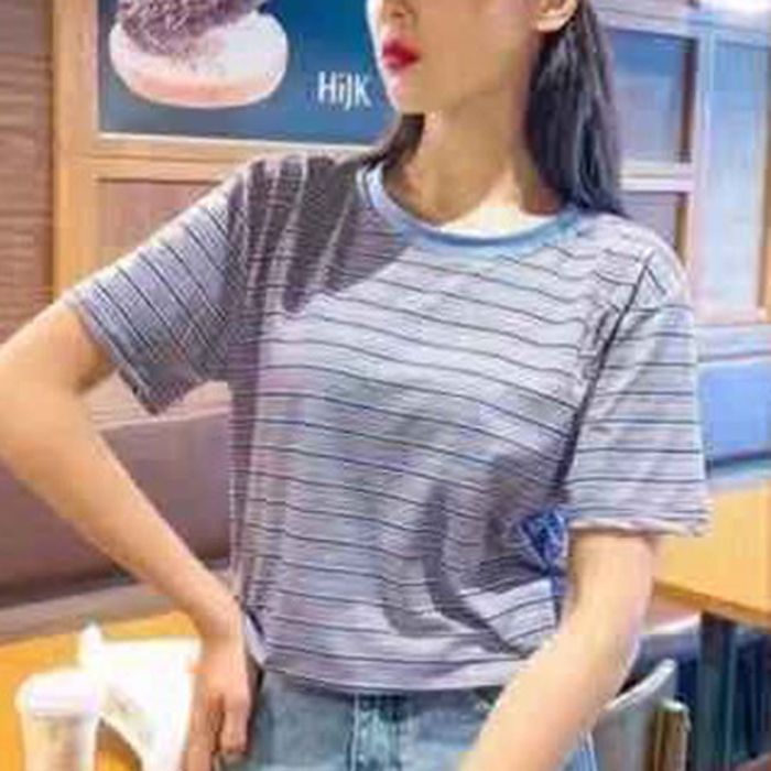 Picture of Summer striped short sleeve T-shirt women's new Korean foreign trade bottoming shirt women's top plus size women's clothing a generation of hair