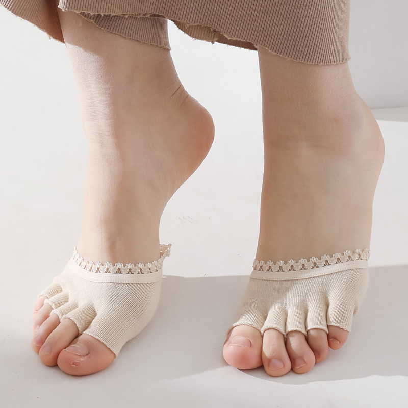 Half-palm socks women's boat socks cotton summer five-finger socks with split toe shoes socks sole toe women's five-toe socks women's socks