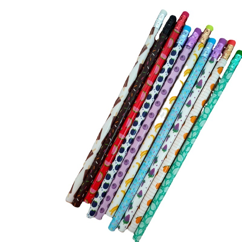 Picture of Set 2b Sketch Fruit Pattern Chenguang Primary School Stationery Gift Color Pen Scraping Incense Pen Wooden Pencil