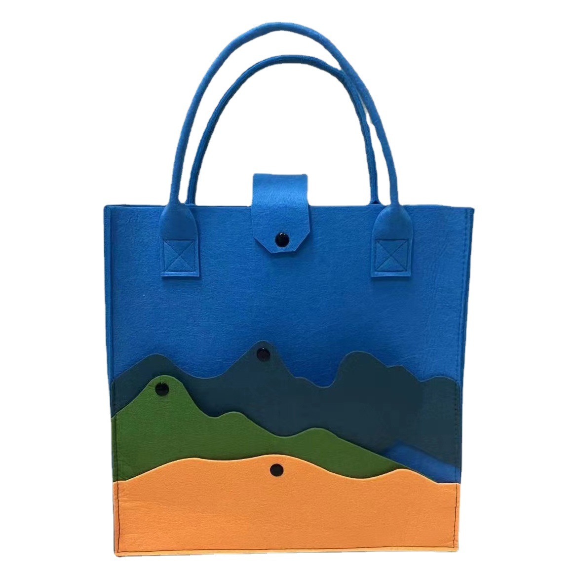 Factory Creative Color Matching Peak Color Large Capacity Tote Shoulder Bag for Work and Commuting Lightweight White Felt Bag