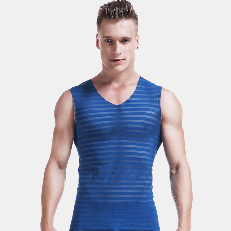 Picture of Summer Men's Seamless Ice Silk T-shirt Men's Short-sleeved Slim-fit Stretch Youth Quick-drying Thin Sports Base Shirt Fitness