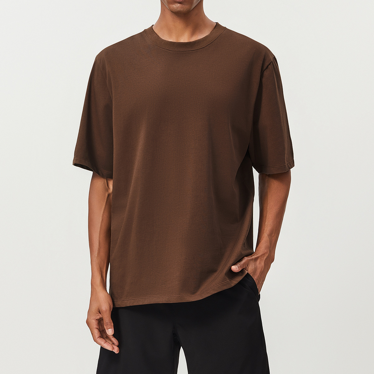 Pure Cotton Breathable Sweat-Absorbent Men's Sports T-Shirt Running Fitness Outdoor Citywalk Sports Casual Short-Sleeved 1003