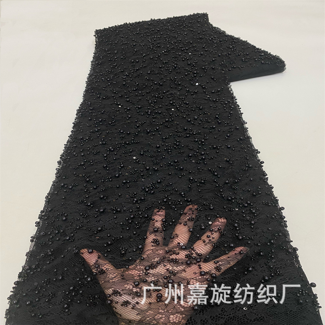 French high quality Size Pearl Embroidered Lace Show Bead Fabric Wedding Dress Performance Costume Embroidered Cloth Lace