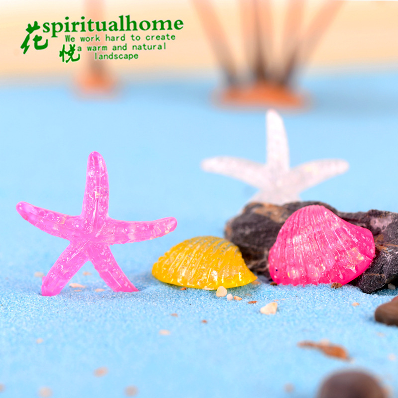 Picture of Crystal Starfish Shell Seascape Accessories Micro Landscape Resin DIY Mini Flat Ornaments Mobile Phone Case Jewelry
