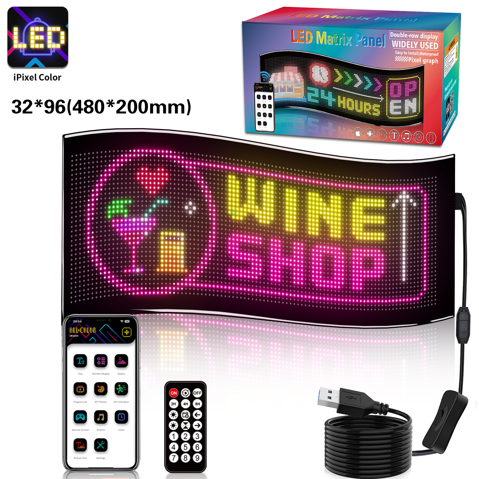 Picture of Led Advertising Screen Full-Color Display Ultra-Thin Flexible Screen Store Sign Scrolling Text Double Row No Installation Required High Brightness