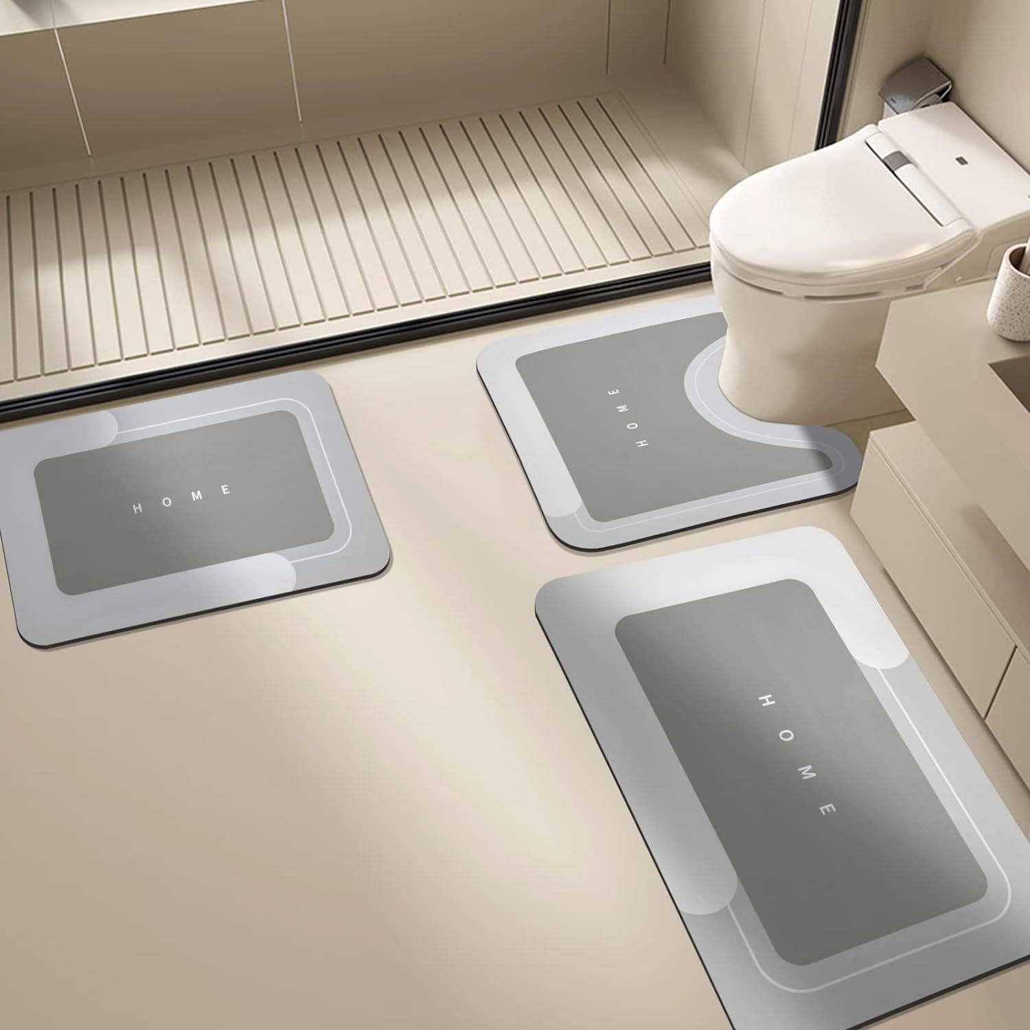 Simple diatom mud carpet toilet special absorbent quick-drying mat bathroom anti-slip stain-resistant three-piece mat