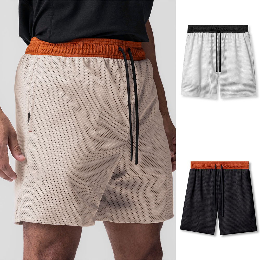 Muscle fitness brothers spring and summer new men's shorts Sports color matching running exercise training mesh shorts generation hair