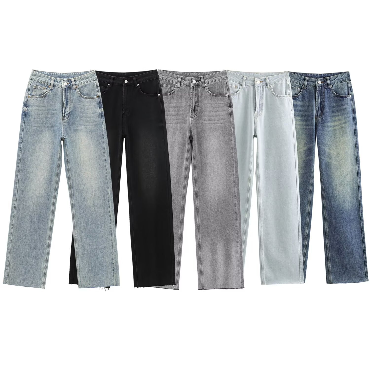 ZA cross-border women's clothing wholesale European and American style new fashion simple Joker high waist straight jeans 6045022