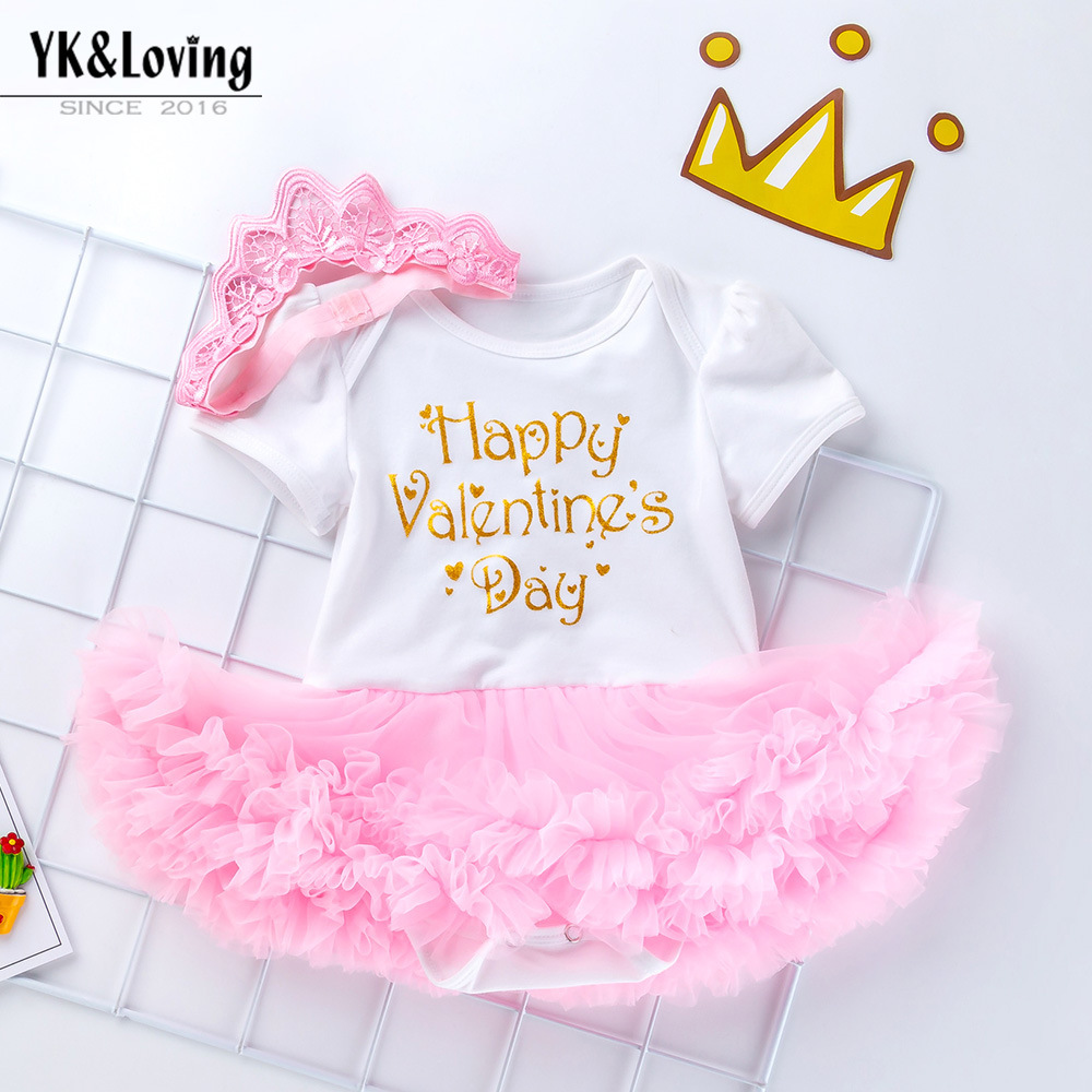 Valentine's Day Series Spring and Summer Children's Wear Princess Style 0-2 Years Old Girls Short Sleeve Dress suit Factory Outlet
