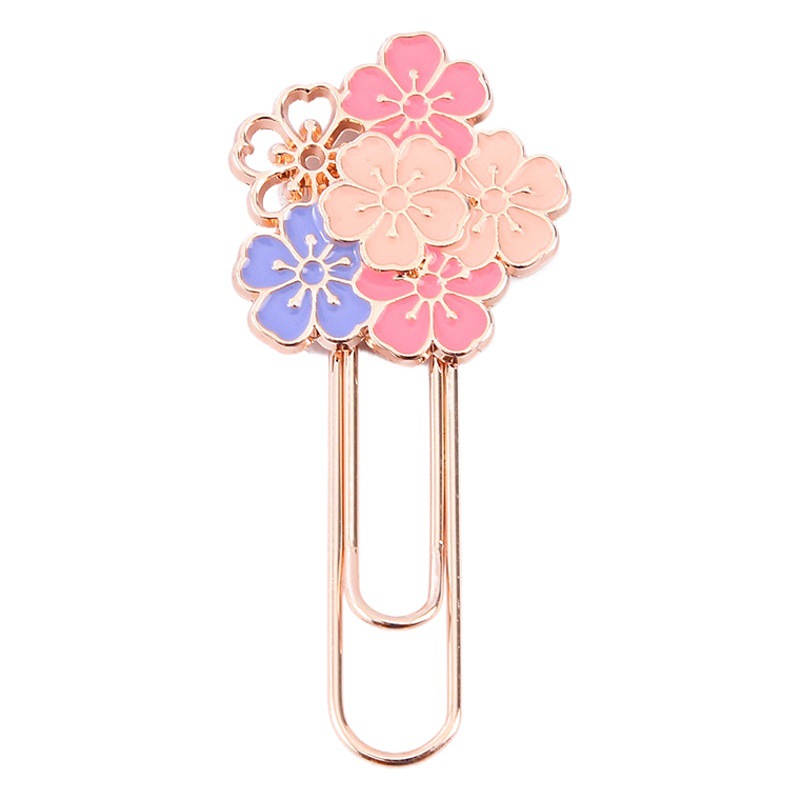 Cute creative beautiful cherry tree bookmark exquisite metal paper clip folder children learning stationery wholesale