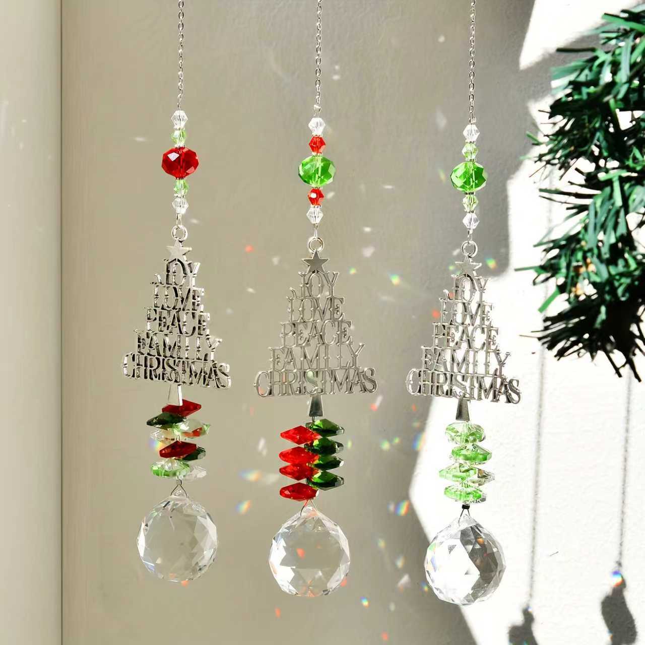 Cross-Border New Blessing Christmas Tree Metal Decorations Crystal Hanging Decoration Christmas Scene Atmosphere Arrangement