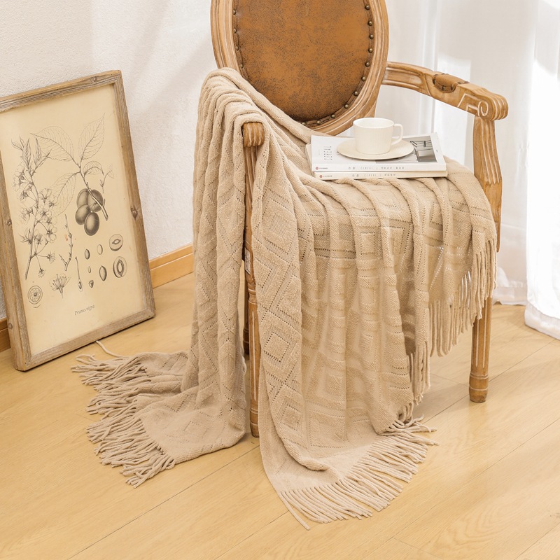 Picture of Sofa Blanket Blanket Blanket Knitted Blanket Office Nap Blanket Jacquard Blanket American Style Blanket Thread Blanket
