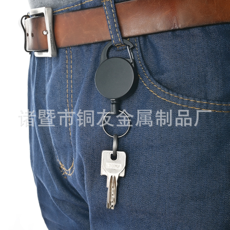 Picture of Anti-lost anti-theft keychain plastic easy pull buckle 1MM thick stainless steel wire high rebound retractable wire rope metal buckle