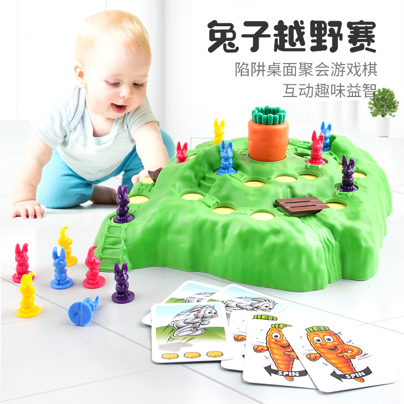 Picture of Board Game Checkers Toy Kids Adventure Trap Defend Turnip Rabbit Cross Country Fun Game Chess