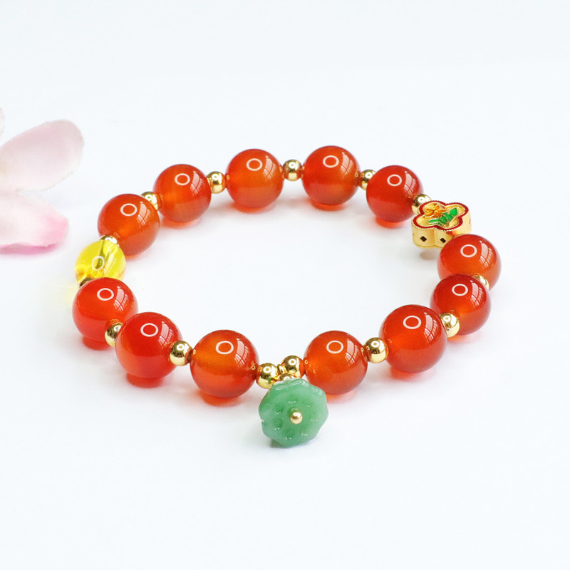 Picture of Jiyu natural red agate bracelet Lotus pear tassel chalcedony diy bracelet Caibao live generation MN2052402