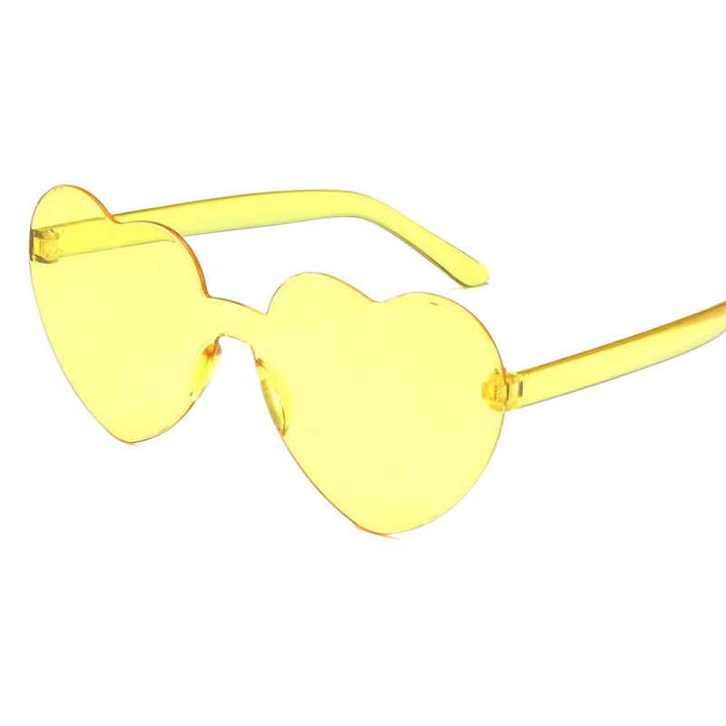 Heart Sunglasses, Heart Sunglasses, Jelly Color Rimless Heart-Shaped One-Piece Glasses, Dazzling Color Glasses