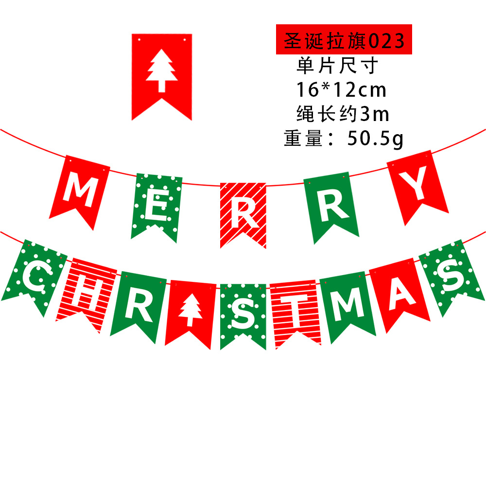 Picture of Christmas Decorations Christmas Pull Flag Hanging Flag Holiday Banner Party Decoration Paper Cartoon Christmas Pull Flower String Flag