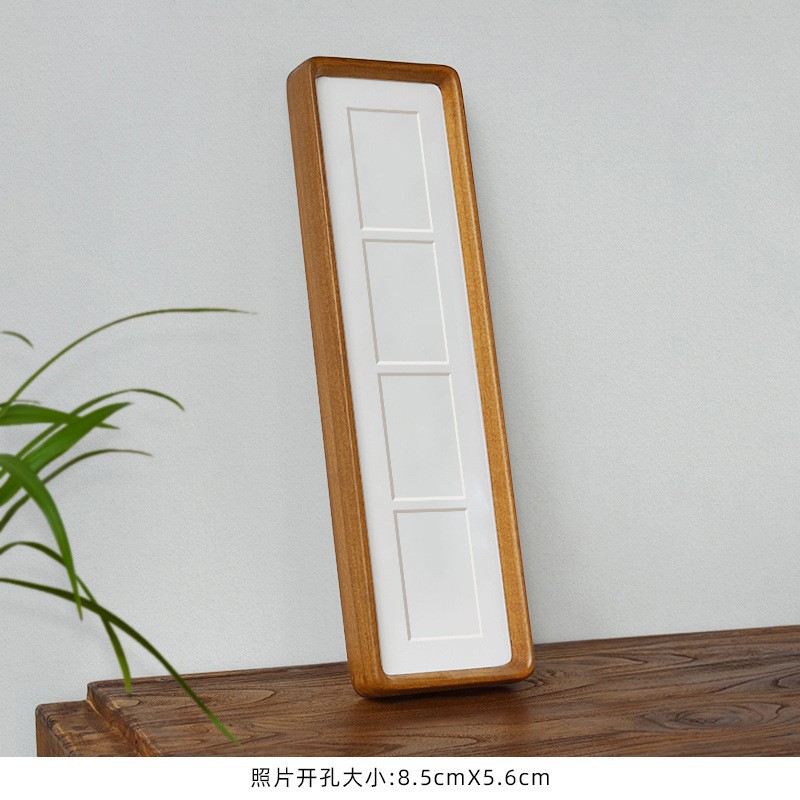 Picture of Solid Wood Photo Frame with Mortise and Tenon Joints, Long Strips with Rounded Corners and Beveled Edges, Combination Wedding Couple Desktop Creative Display Stand Wholesale Wedding Picture Frame