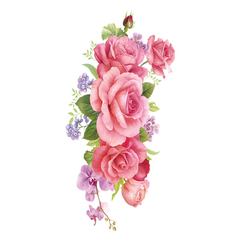 Factory wholesale tattoo stickers waterproof women's lasting rose flowers small fresh Net Red big flower color plant tattoo