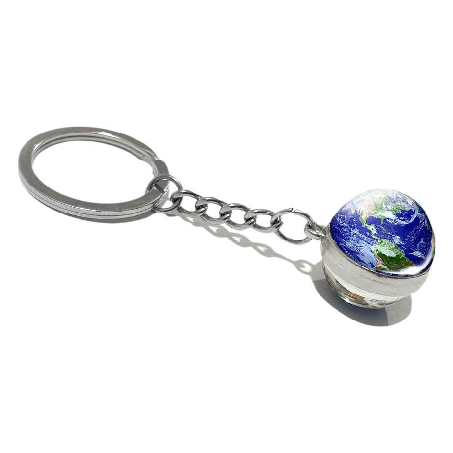 Luminous Universe Planet Keychain Solar System Earth Pendant Galaxy Nebula Double-Sided Glass Ball Key Chain Gift
