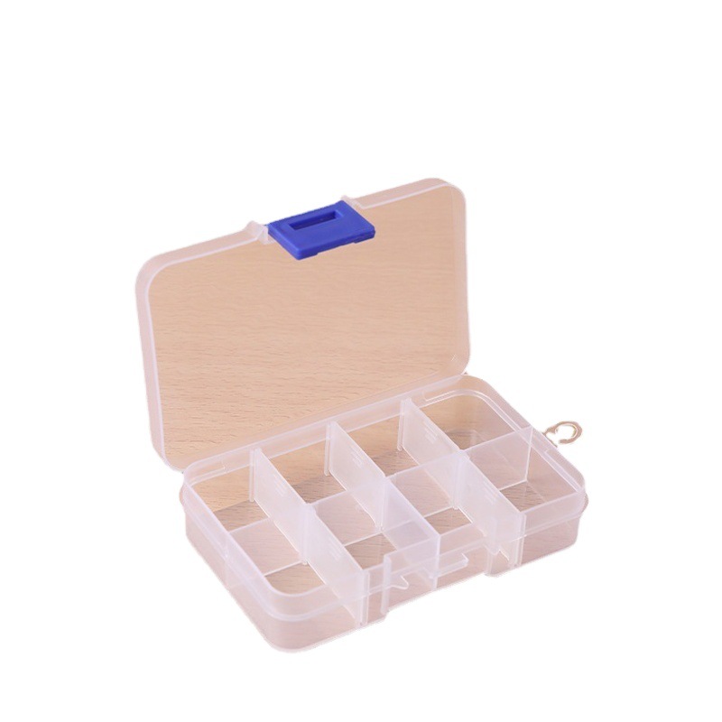 Small Rectangular 8-compartment Multi-compartment Storage Beaded Earrings Rubber Tendons Nail Art Toy Parts Classification Transparent Plastic Box